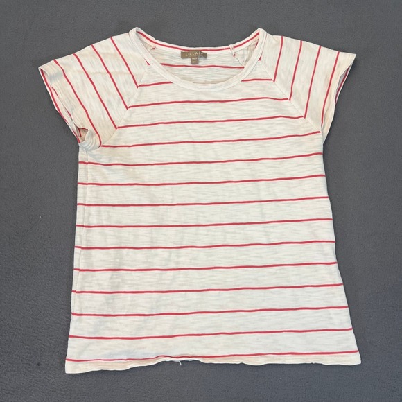 Anthropologie Tops - Anthropologie Lilla P Womens XS Heather Gray Stripe SS 100% Cotton Knit Top Red